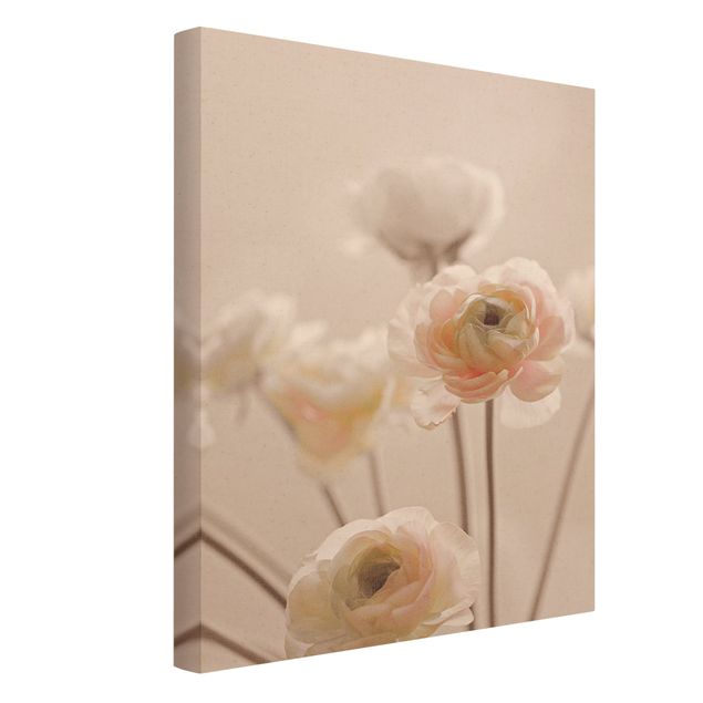 Quadro su tela naturale - Cespuglio delicato di fiori rosa - Formato verticale 3:4