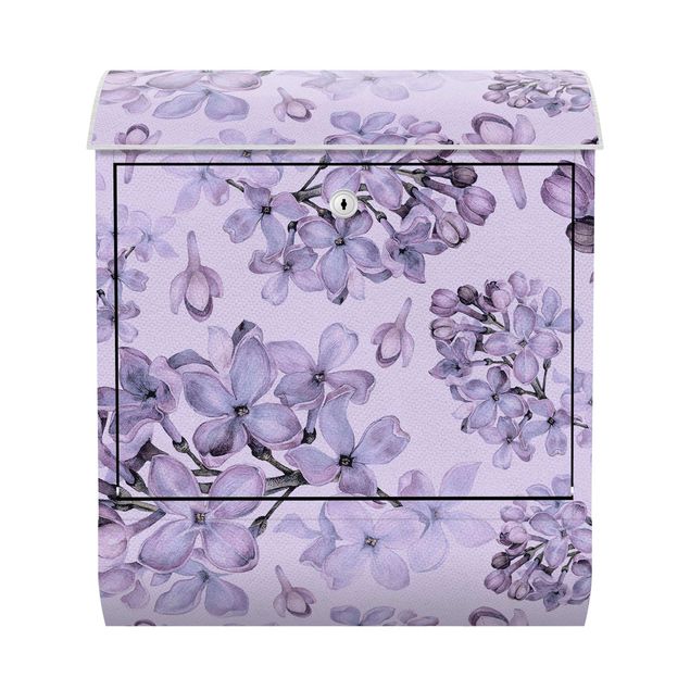 Cassetta postale - Motivo di fioritura delicata in acquerello lilla
