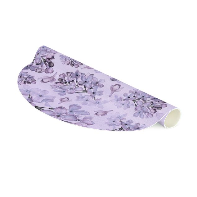 Tappeto cucina viola Delicato disegno di fiori di lillà ad acquerello