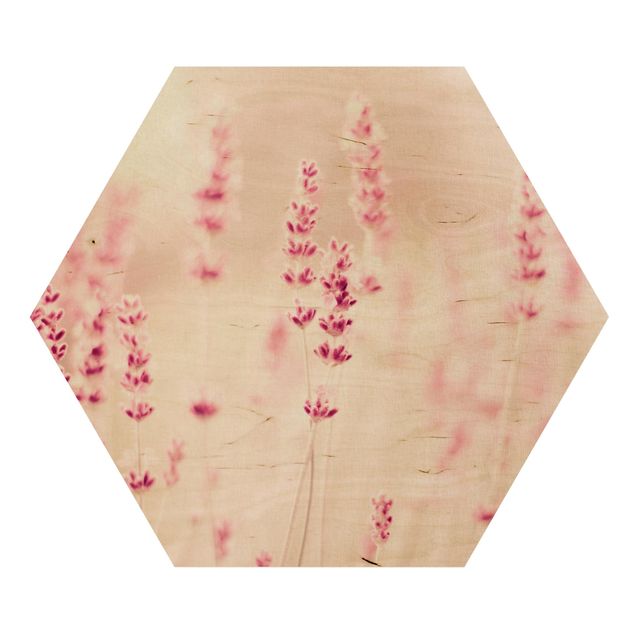 Esagono in legno - Lavanda delicata rosata