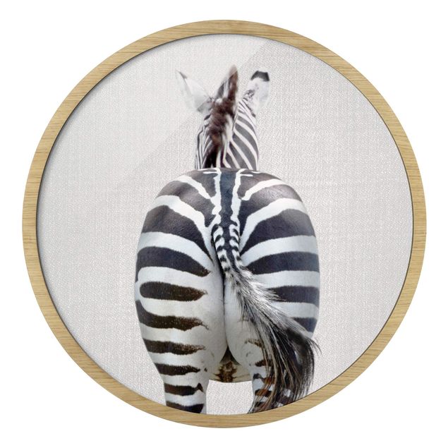 Quadro rotondo incorniciato - Zebra da dietro