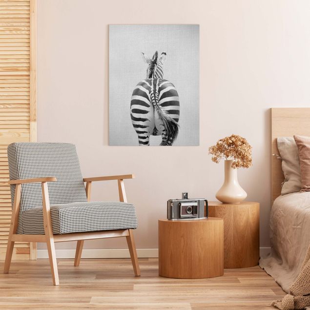 Tela zebra Zebra da dietro bianco e nero