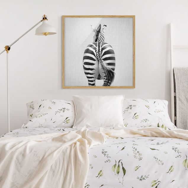 Poster con cornice - Zebra da dietro Black White