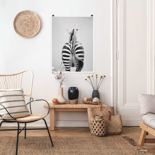 Riproduzioni di Gal Design Zebra da dietro bianco e nero