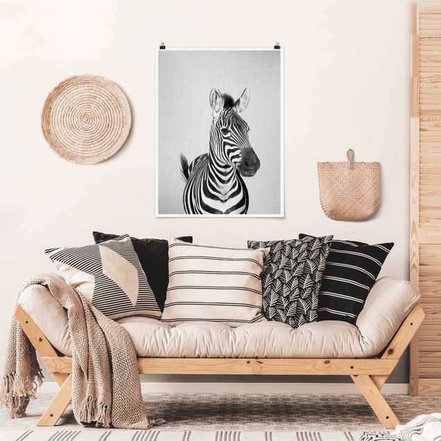 Poster cameretta bambini animali Zebra Zilla Bianco e Nero