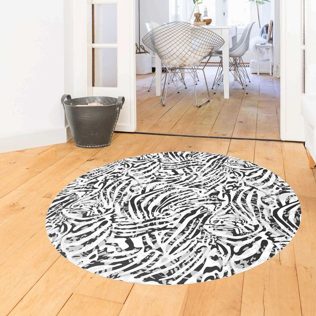 Tappeti moderni soggiorno Motivo zebrato in tonalità di grigio
