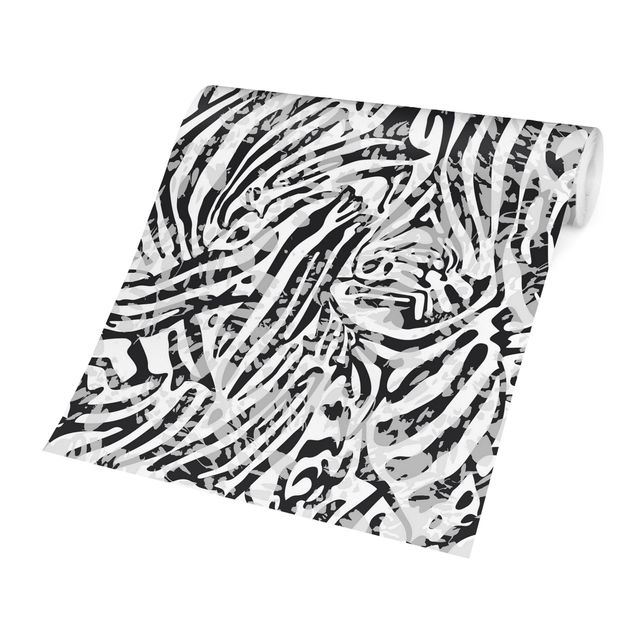 Carta da parati - Motivo zebrato in tonalità di grigio
