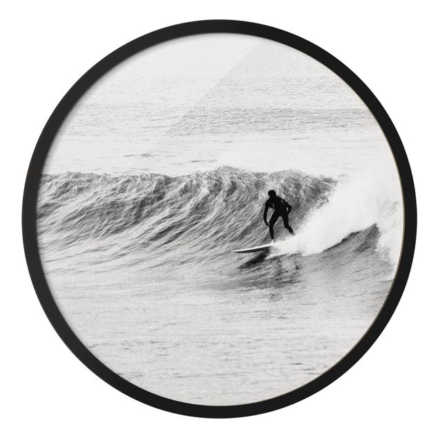 Quadro rotondo incorniciato - È tempo di fare surf