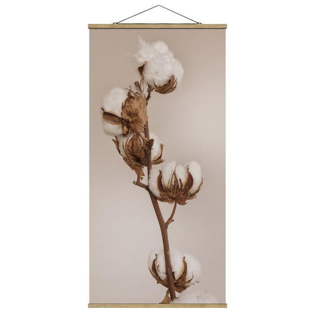 Foto su tessuto da parete con bastone - Fragile ramo di cotone - Verticale 1:2