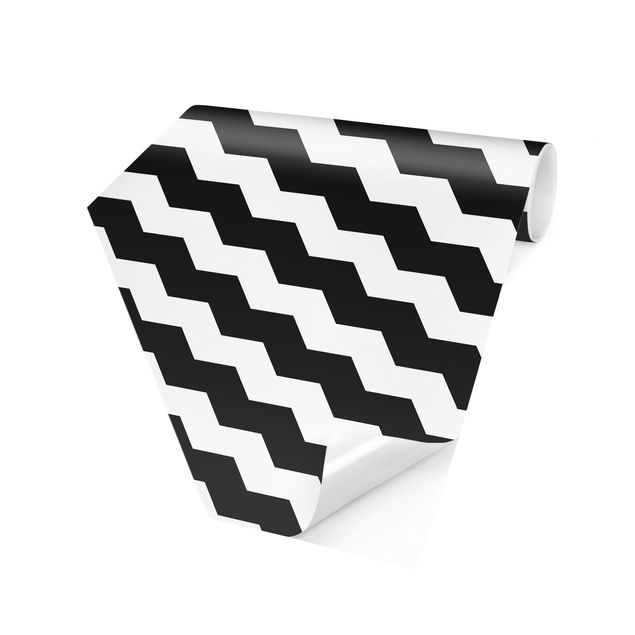 Carta da parati esagonale adesiva con disegni - Zigzag geometrico in bianco e nero