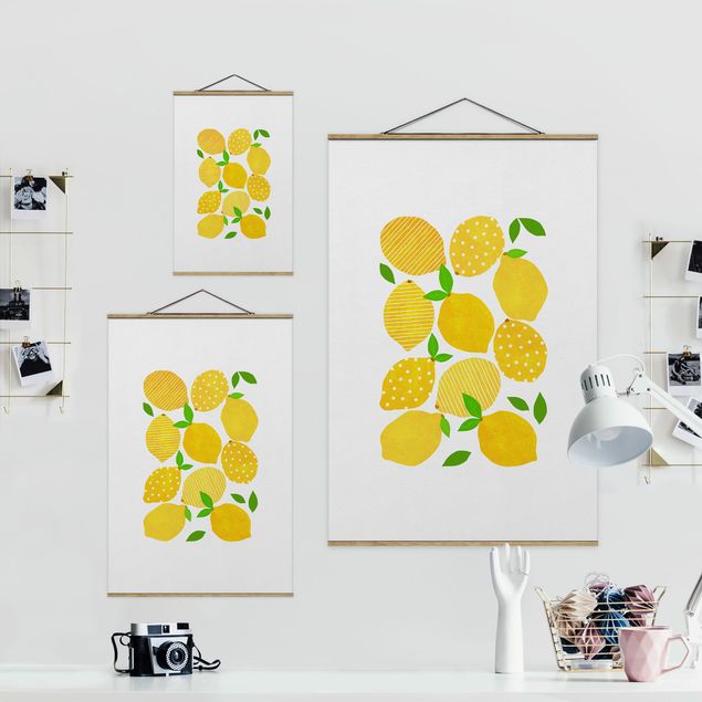 Foto su tessuto da parete con bastone - Limoni con punti - Verticale 2:3