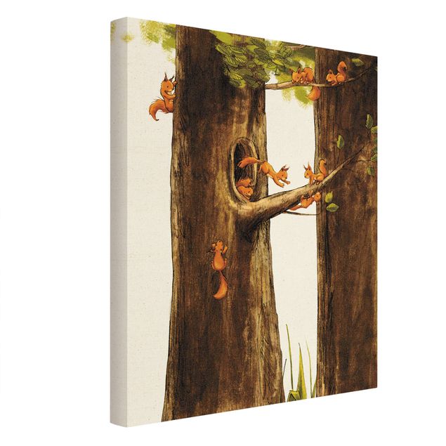 Quadro su tela naturale - La casetta degli scoiattoli - Formato verticale 3:4
