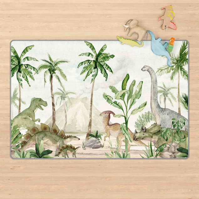 Tappeto bagno verde Incontro tra dinosauri