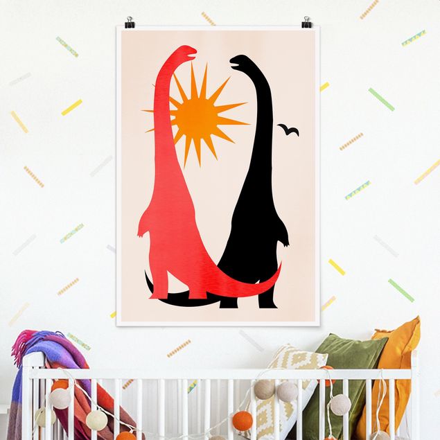Poster illustrazioni Due dinosauri al sole