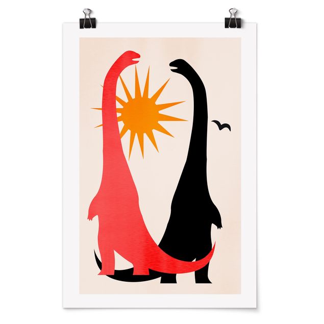 Poster riproduzione - Due dinosauri nella luce del sole - 2:3