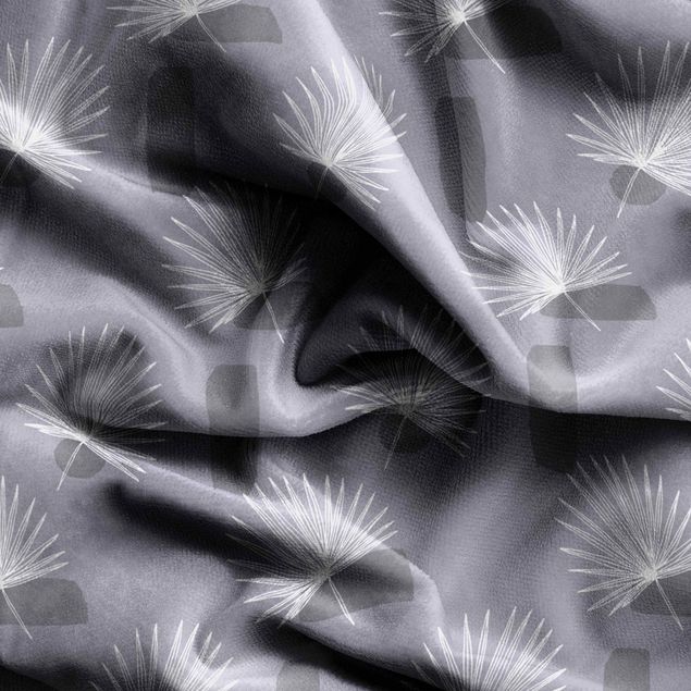Tende moderno Foglie di palma nana - Grigio viola pastello