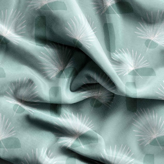 Tende moderno Foglie di palma nana - Menta pastello